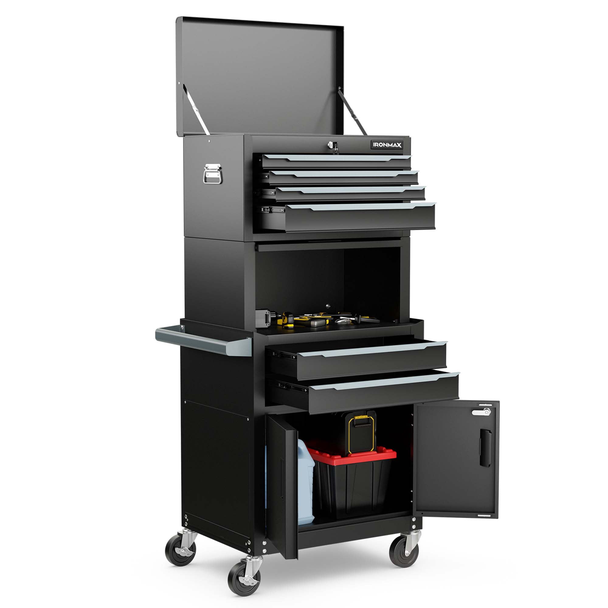 Heavy Duty Mechanic Service Cart With Drawer IRONMAX 3-Tier Rolling ...