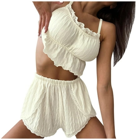 YHGFVOKJ Lingerie for Women Solid Color Underwear Two Piece Button Down Lingerie Set Sleepwear Loungewear Corset and Panty Outfits Lace Bra and Panty Set Light Yellow S