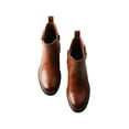 thumbnail image 4 of TMA EYES Brown Leather Ankle - Length Boots with Gold Buckle Decoration, 4 of 9