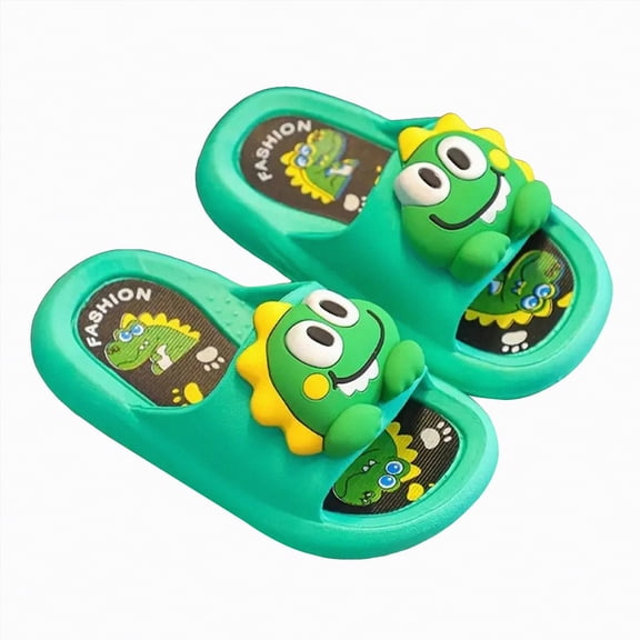 kpoplk Slides Sandals for Kids,Girls Shower Shoes,Boys Cloud Slides Non slip Quick Dry Bedroom Shoes Indoor Outdoor Open Toe House Casual House Slippers(Green,2)