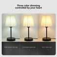 thumbnail image 7 of Small Bedside Table Lamp for Bedroom, Minimalist Round Base & Pleated Shade, 3 Color Dimmable Mini Cute Cozy Warm White Nightstand Boho Lamp, Study Desk Night for Room, Dorm, Living Room, 7 of 7