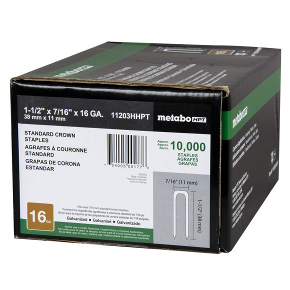 Staples Metabo HPT 11203HHPT, calibre 16, electrogalvanizado