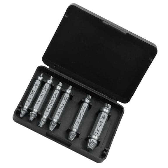 OUNONA 6pcs Screw Extractor Drill Bits Guide Set Broken Damaged Bolt Remover Double Ended Damaged Screw Extractor (Silver)