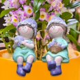 thumbnail image 1 of Estatua de jardín de niño y niña, figura en miniatura para patio, decoración de jardín, linda estatua de resina para jardín, para el hogar, balcón, Púrpura, 1 of 8
