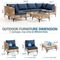 thumbnail image 6 of Delmango 7 Pieces  Patio Furniture Set Boho Wicker Rattan Outdoor Sectional Sofa Set with Cushions & Table for Lawn, Backyard, Porch, Backyard, Porch, Blue, 6 of 8