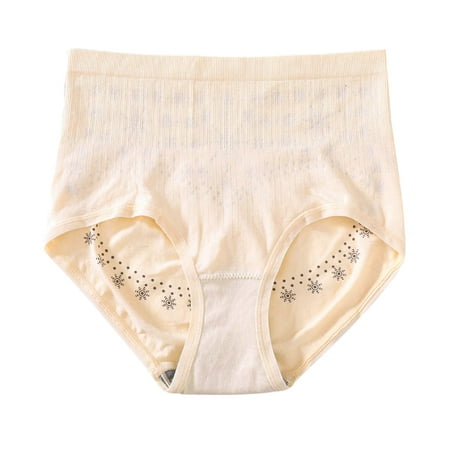 Rbaofujie Ladies Comfortable Solid Color Large Size High Waist Warm Belly Hip Lift Thin Waist Panties Underwear Orange
