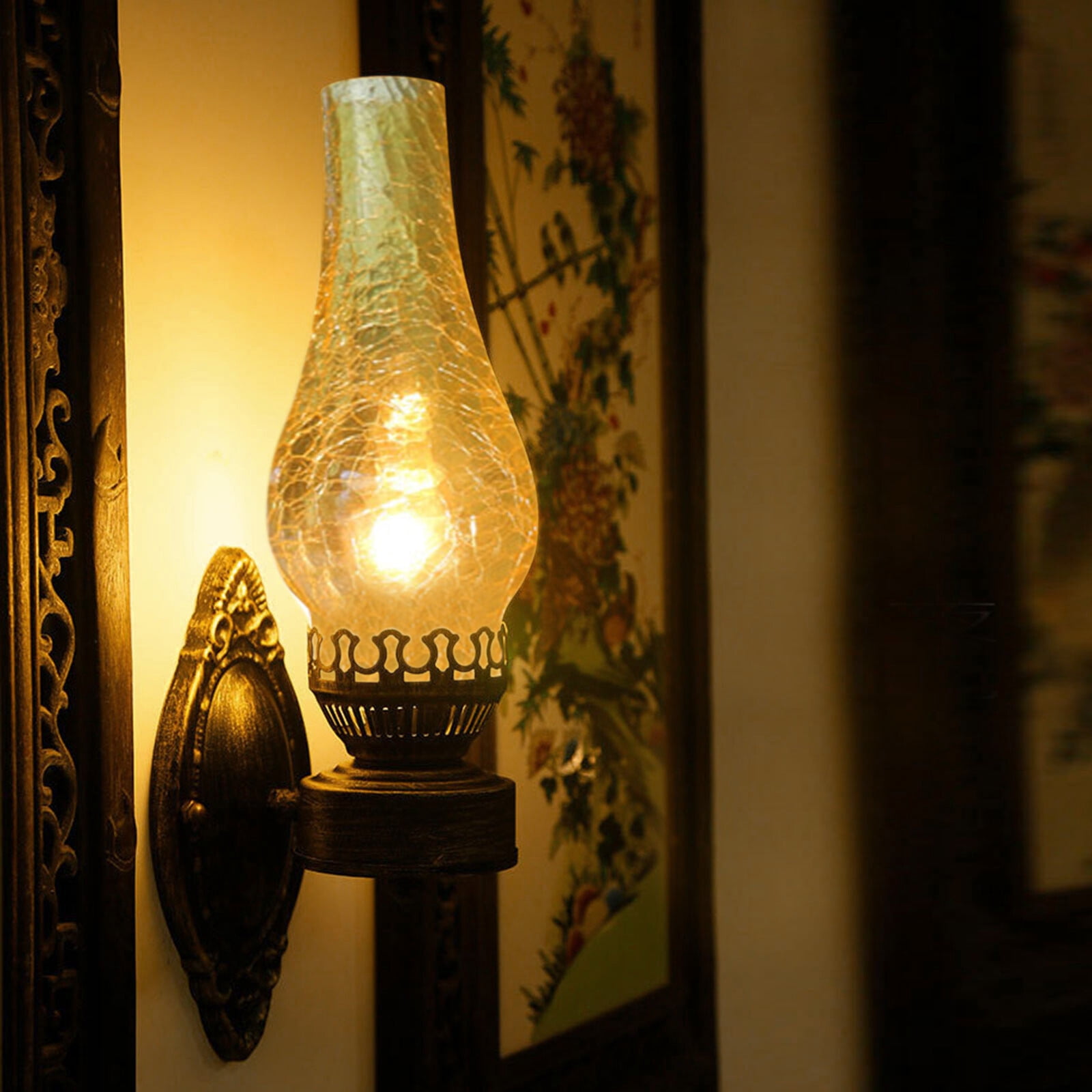Retro Industrial Petal Shape Farmhouse Rustic Wall Lamp Sconce Glass and Iron Light Fixture for Providing Bright