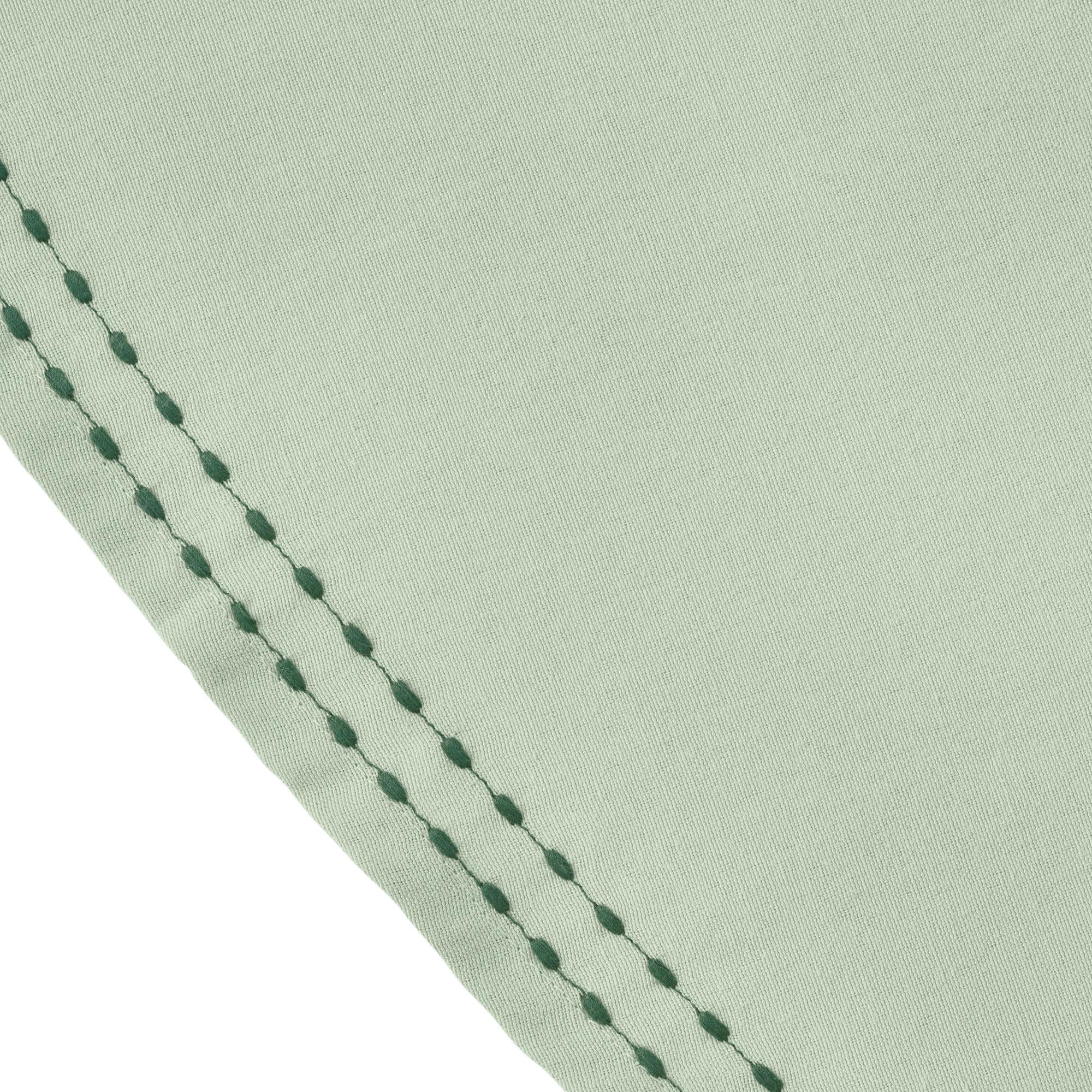 Beautiful by Drew Barrymore Solid Fabric Tablecloth with Double Pop Stitch Hem, Sage Green, 70 in Round