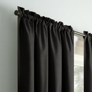 Eclipse Samara Solid Blackout Curtains, Single Curtain Panel, 63 Inch Long Blackout Curtains, 42 W x 63 L, Black