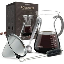 Pour Over Coffee Maker Set 34 oz Glass Carafe Stainless Steel Filter with Scoop