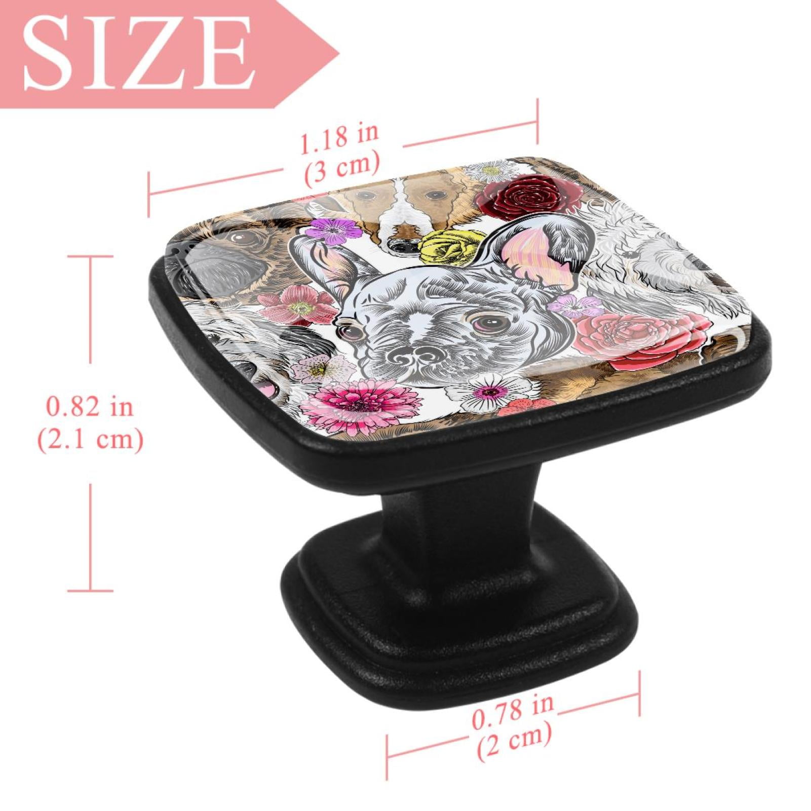 4 Pcs Square Cabinet Handle Cupboard Knob Drawer Pulls Handle Painting Dog Drawer Knobs with Screws Furniture Decoration