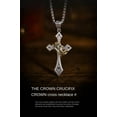thumbnail image 2 of Belong Your's Jewelry 925 Sterling Silver Crown Cross Necklace For Women And Men - Retro Crucifix Of Thorns Pendant, Jesus Christ Cross Chain With Diadem, 2 of 7