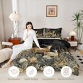 thumbnail image 3 of Castle Fairy Rustic Vintage Deer Queen Comforter Set 3 Pieces,Autumn Wildflower Comforter Sets Queen,Sepia Black Cream,Black Reversible,1 Comforter and 2 Pillowcases, 3 of 6