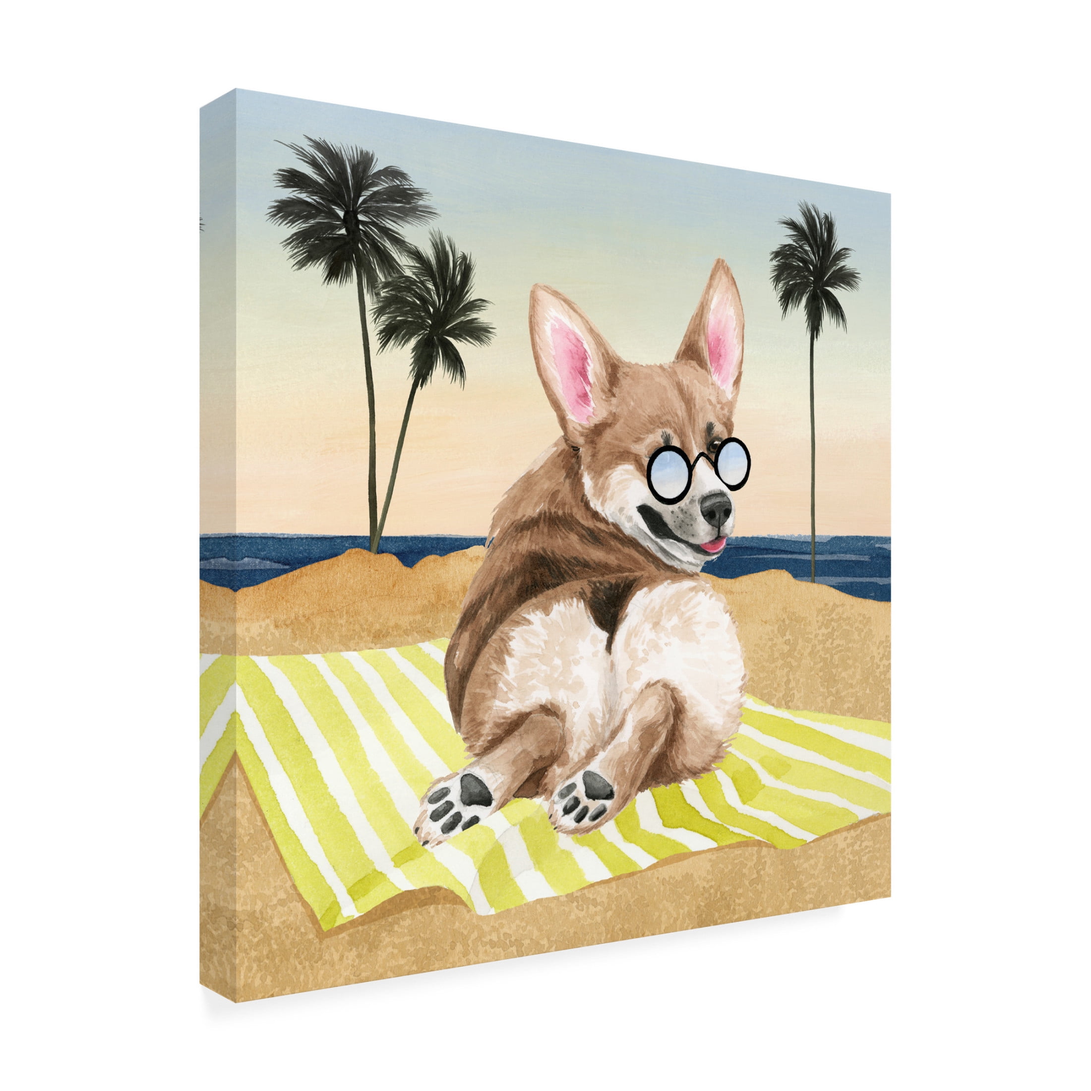 Canvas Wall Art - Grace Popp 'Sun Lovin' Pups II' Wall Art for Living Room, Bedroom, or Office Décor by Trademark Fine Art - 35 x 35 Inches