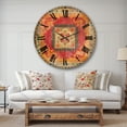 thumbnail image 2 of Designart 'Moroccan Orange Tiles Collage II' Bohemian wall clock, 2 of 2