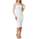 thumbnail image 4 of Vestido de malla INSPIRE CHIC para mujer, con cuello alto, manga larga, vestido de cóctel ajustado en blanco, 4 of 6