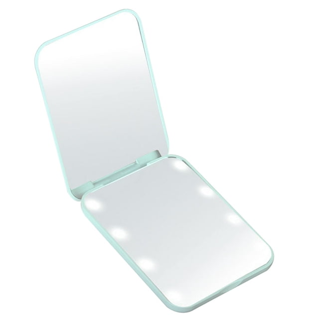 Travel Makeup Mirror with 8 LED 2X Magnifying Toggle Switch Portable Battery Operated Desktop Handheld Women Girls Foldable Vanit