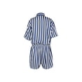 thumbnail image 2 of Genuiskids Men 's Fashion Stripe Overalls Shorts Jumpsuit Buttoned Lapel Shirt and Elastic Waist Shorts One-Piece Soft Homewear for Summer Streetwear, 2 of 8