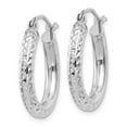thumbnail image 3 of 14k White Gold Sparkle-Cut 3mm Round Hoop Earrings - 1.5 Grams - Measures 20x20mm, 3 of 4