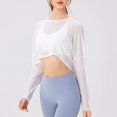 thumbnail image 5 of Swimwear Cover Up for Women Under $10 All Seasons Long Sleeve Round-Neck Solid Color Breathable Exercise Sports Yoga Cover Ups, 5 of 7