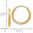 thumbnail image 4 of 14K Yellow Gold 1.5mm Satin Diamond-Cut Endless Hoop Earrings (14 X 14) Made In Peru xy1173, 4 of 6