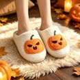 thumbnail image 2 of Shadoumai Halloween Slippers for Women Men Fall Preppy Cute Slippers Retro Plush Warm Fluffy Footwear, 2 of 8