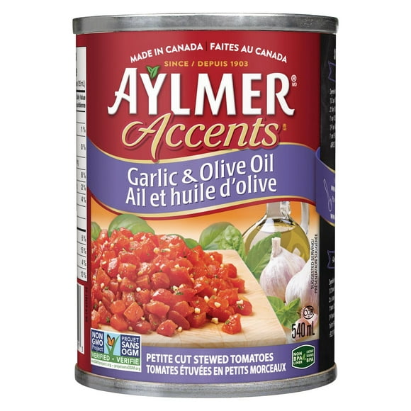 Tomates Aylmer Accents, Ail et huile d’olive 540 mL