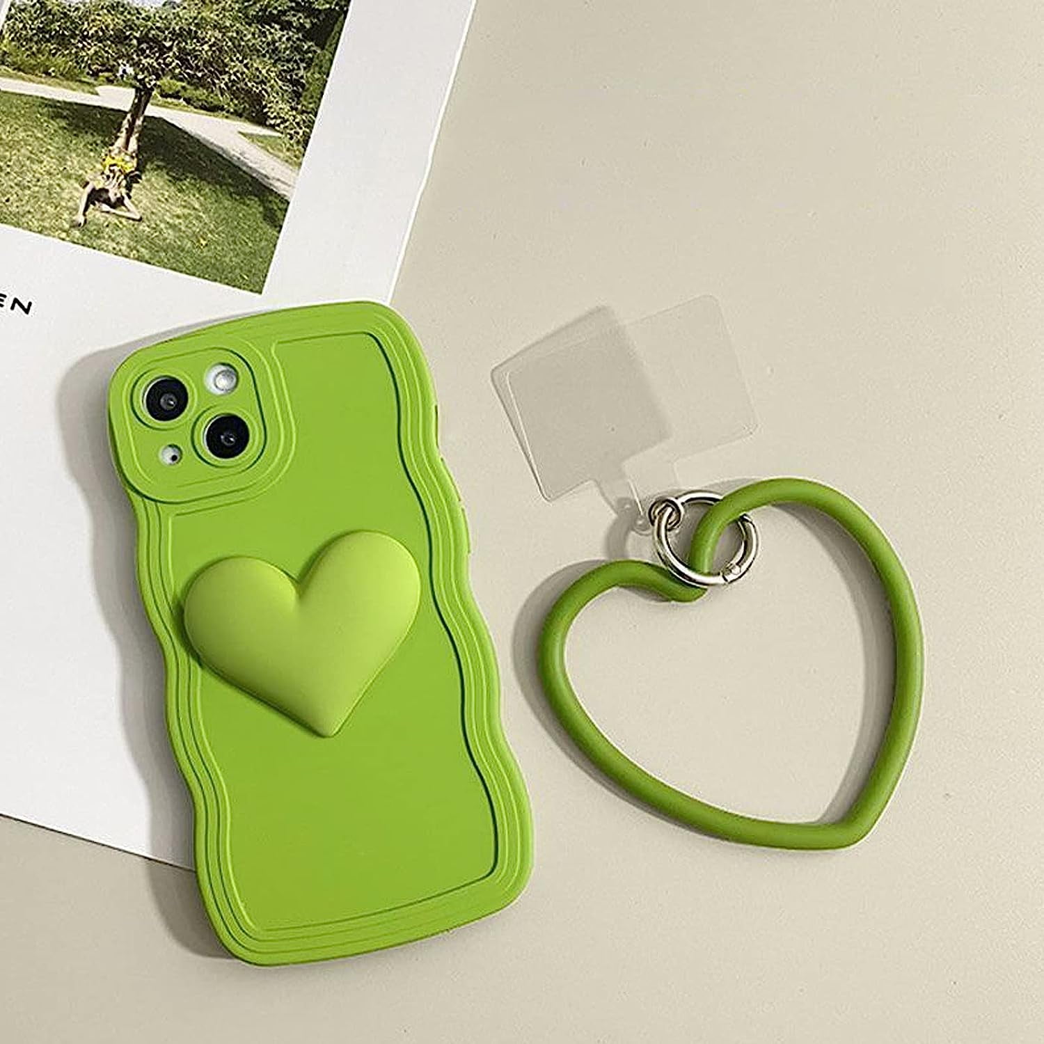 Black Heart Phone Case Compatible with iPhone 15 Pro Max, Cute 3D