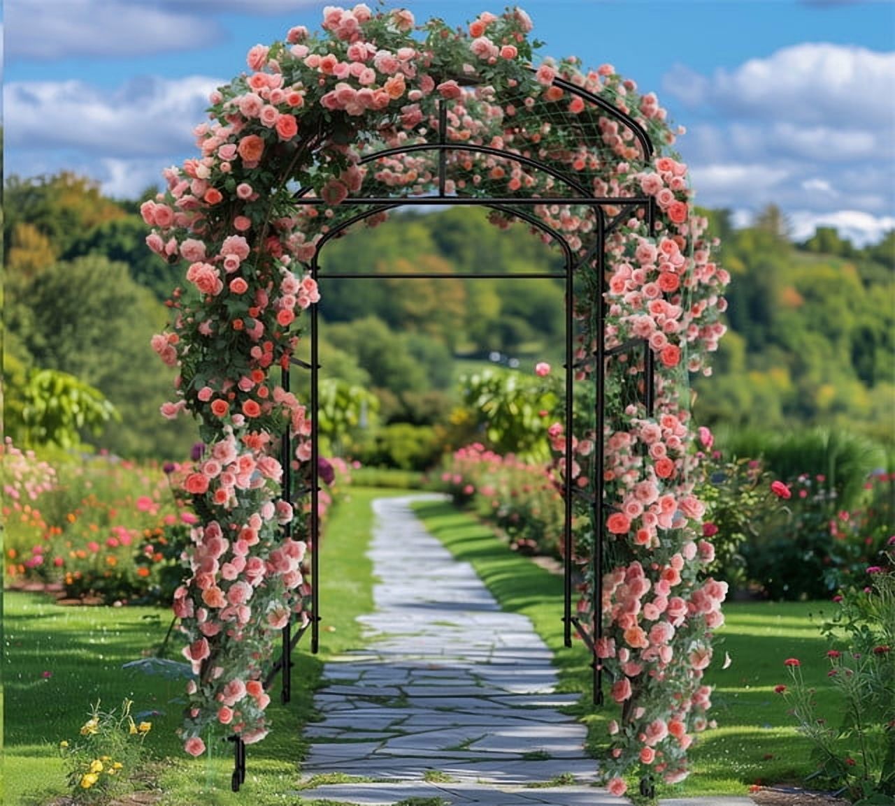 Large U-Shape Garden Trellis Arch Cucumber Trellis Support for Tomato Squash Bean Grapes, 47.24x71.65x87.40 inch