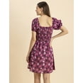 thumbnail image 6 of Moomaya Womens Printed Dress, Square Neck Short Puffed Sleeves Knee Length Short Dress, 6 of 8