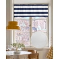 thumbnail image 4 of Navy Blue White Striped Kitchen Valances for Windows Farmhouse Linen Window Valance Curtain for Living Room Window Treatment Farmhouse Stripe Modern Art Valance Rod Pocket Topper Drape, 54 x 18 Inch, 4 of 6