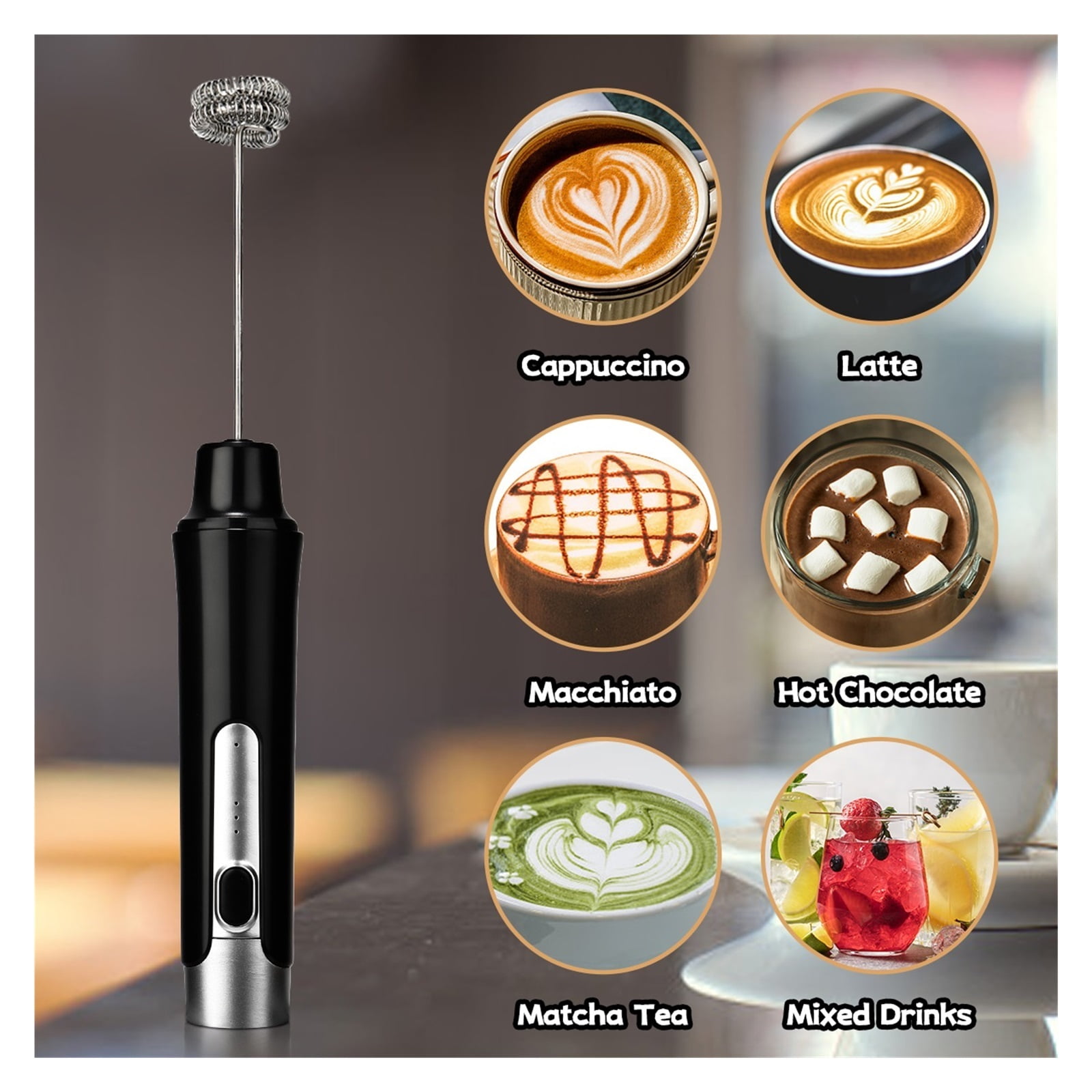 Milk Frother Handheld Foamer Coffee Maker Egg Beater Cappuccino Stirrer Portable Blender Kitchen