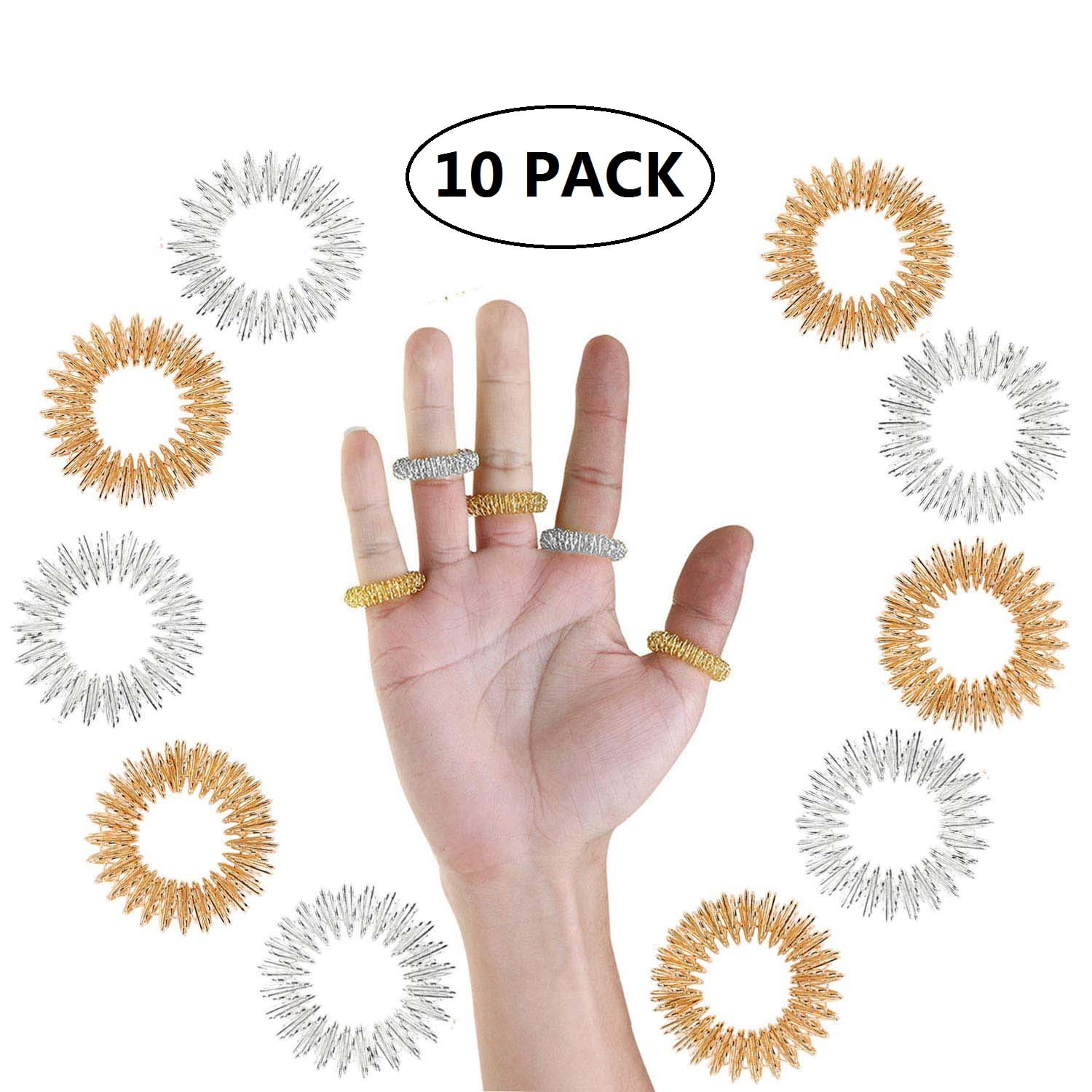 6PCS Spiky Sensory Finger Rings Stress Relief Massager Toy And Anxiety Stress 