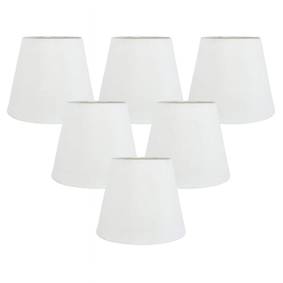 Set of 6 White Fabric Cloth Clip on Chandelier Lamp Shades, Replacement for E14 Wall Lamp Chandelier Home Decoration,6 x White Lamp Shade,White