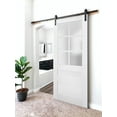 thumbnail image 3 of Sturdy Barn Door Frosted Glass | Veregio 7339 White Silk | 6.6FT Rail Hangers Heavy Hardware Set | Solid Panel Interior Doors-42" x 80"-Black Rail, 3 of 6