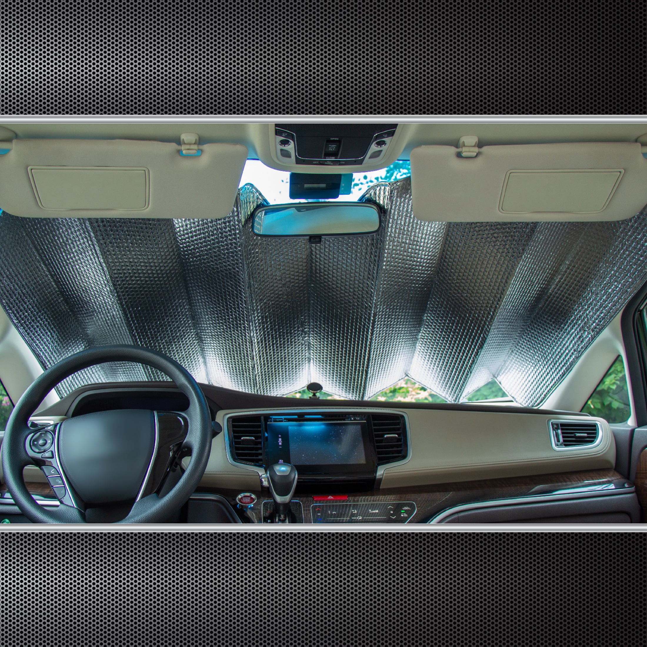 (2 pack) Auto Drive Holographic White Accordion Sunshade Universal Size 1 pack, 63'' x 28.5''