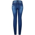 thumbnail image 2 of BodiLover, Women's, Stretchy 5 Pocket Skinny Distressed Denim Jeans, Medium Blue, 13, 2 of 2
