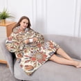 thumbnail image 5 of Oversized Wearable Blanket Hoodie,Beige Floral and Paisley Pattern Sherpa Blanket Hoodie with Super Pockets,Super Warm Fuzzy Pullover for Women & Men, 5 of 6
