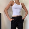 thumbnail image 6 of iOPQO tank top for women Women's Casual Fashion Solid O-neck Navel Slim Camisole Top womens tank tops White + L, 6 of 9