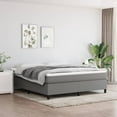 thumbnail image 1 of vidaXL Box Spring Bed with Mattress Dark Grey 193x203 cm King Fabric, 1 of 5
