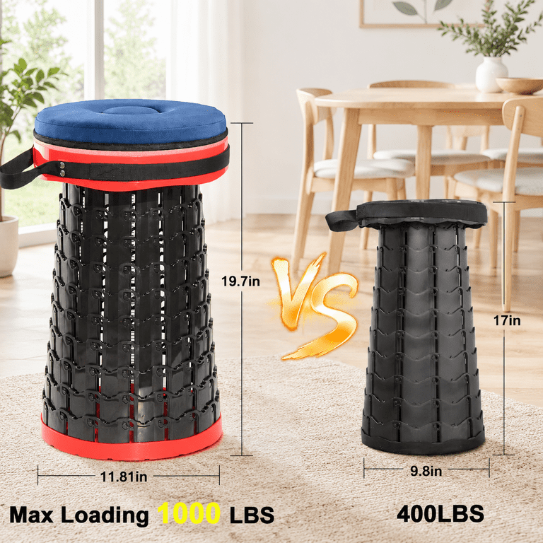 Red XXL Collapsible Camping Stool with Thick Cushion, 19.7"H ...