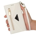 thumbnail image 6 of Feishell Crossbody Bag Wallet Case for iPhone 16,for Women Men,Luxury PU Leather Zipper Pocket Magnetic Buckle Flip Stand Card Slots Purse Phone Case with Shoulder & Wrist Strap,White, 6 of 14