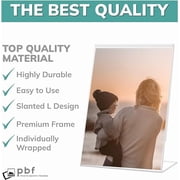 pbf 5x7 Acrylic Sign Holder | 5 x 7 Vertical Stand Up Slanted Sign Holder | Acrylic Stands for Display | Clear Picture Frame, Menu Table Top Stand, Plastic Flyer Holder (12-Pack)
