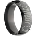 thumbnail image 3 of 8mm Half-Round Black Zirconium Ring with "Cowboy Up" Laser Design, 3 of 3