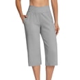 thumbnail image 3 of Women's Mid Waist Faux Two-Piece Yoga Shorts, Tummy Control Sport Shorts with Side Zip Pockets, Quick-Dry Compression Fit for Running, Gym, Workout, Casual Summer | TruBelle,Gray S, 3 of 9