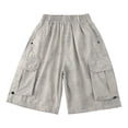 thumbnail image 6 of Big Kids Breathable Baggy Cargo Capri Shorts, Printed Fabric Snap Pocket Summer Light‑Weight Casual Shorts for Boys, 6 of 6
