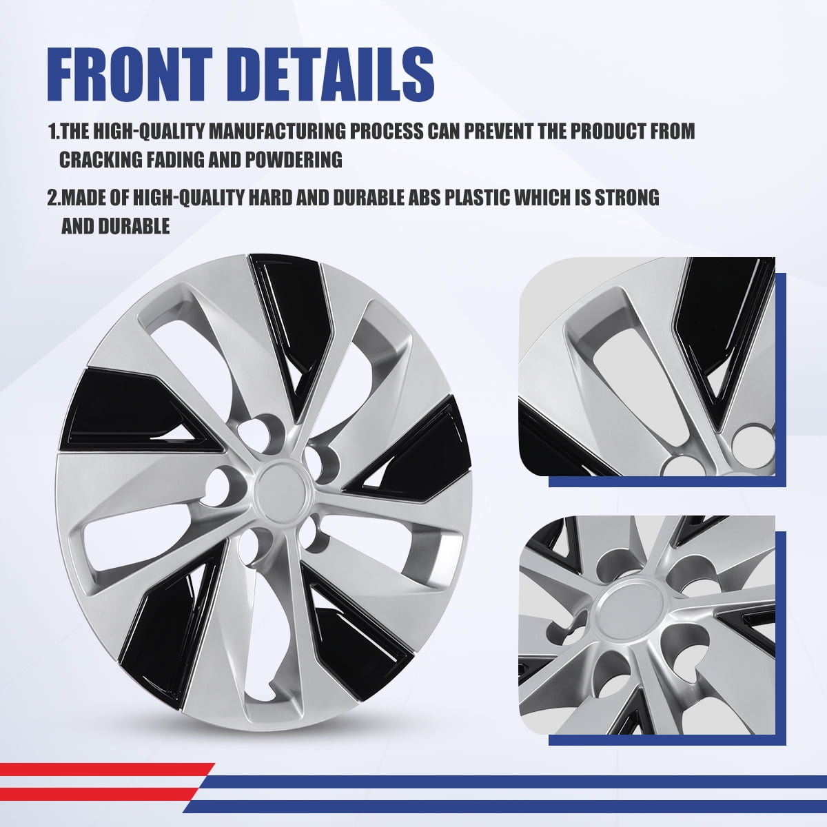 16" Hubcaps 2019-2025 Nissan Altima Wheel Rim Covers,PP Material (Set of 4,Silver Lacquer & Black Lacquer)