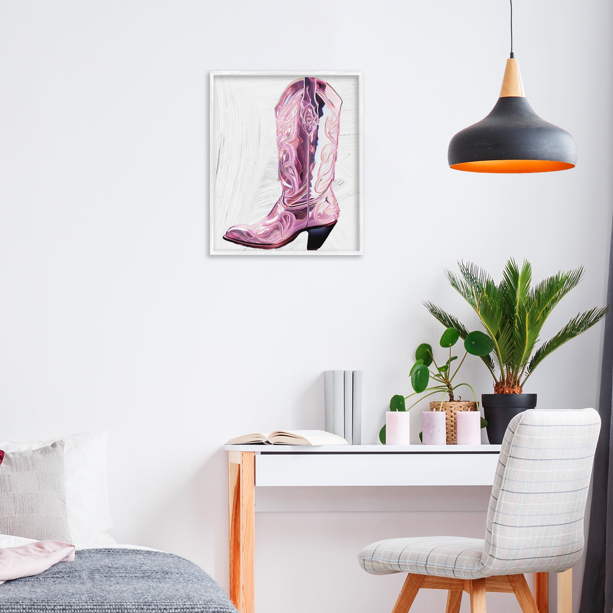 Cowgirl Cinderella's Boot White Framed Giclee Art, design by Sasha
