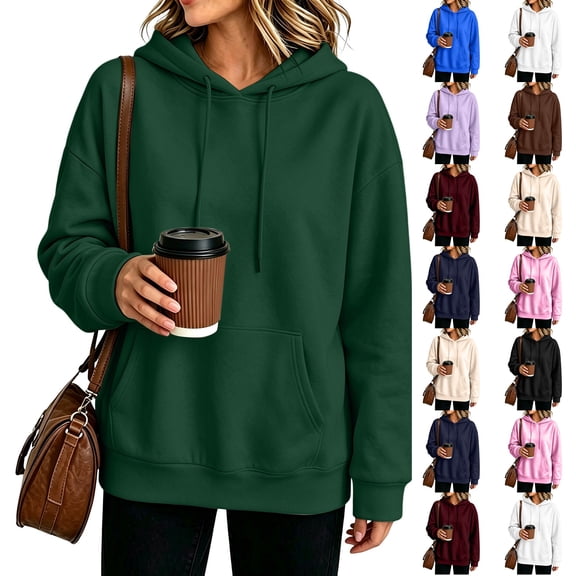 Nestiefly Womens Hoodie Sweatshirt Oversized Lightweight Loose Long Sleeve Pullover Hooded Sweatshirt With Pockets Dark Green M