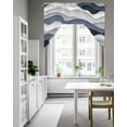 thumbnail image 4 of Navy Blue Ombre Swag Valance for Windows 56'' x 36'', Modern Geometric Moire Abstract Art Light Filtering Kitchen Curtains Valances for Bathroom/Living Room/Bedroom/Café, Rod Pocket Curtain Panel, 4 of 6